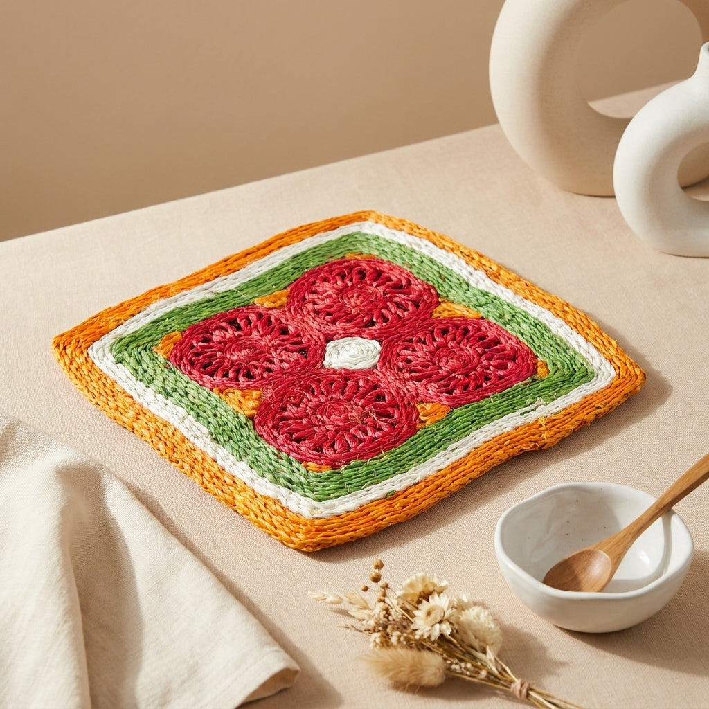 Eco Friendly Handwoven Jute Placemat – Square Design