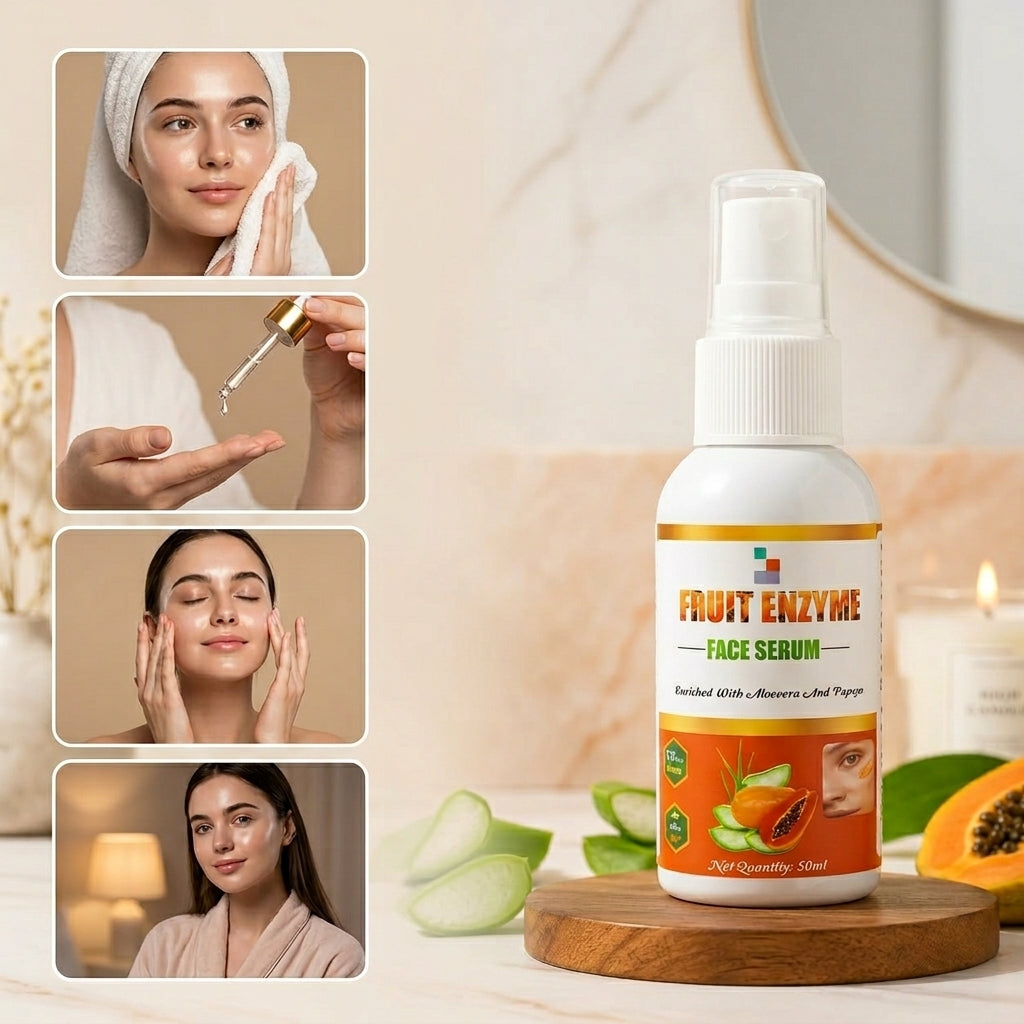 Fruit Enzyme Face Serum – Aloe Vera & Papaya Glow Serum for Healthy Looking Skin