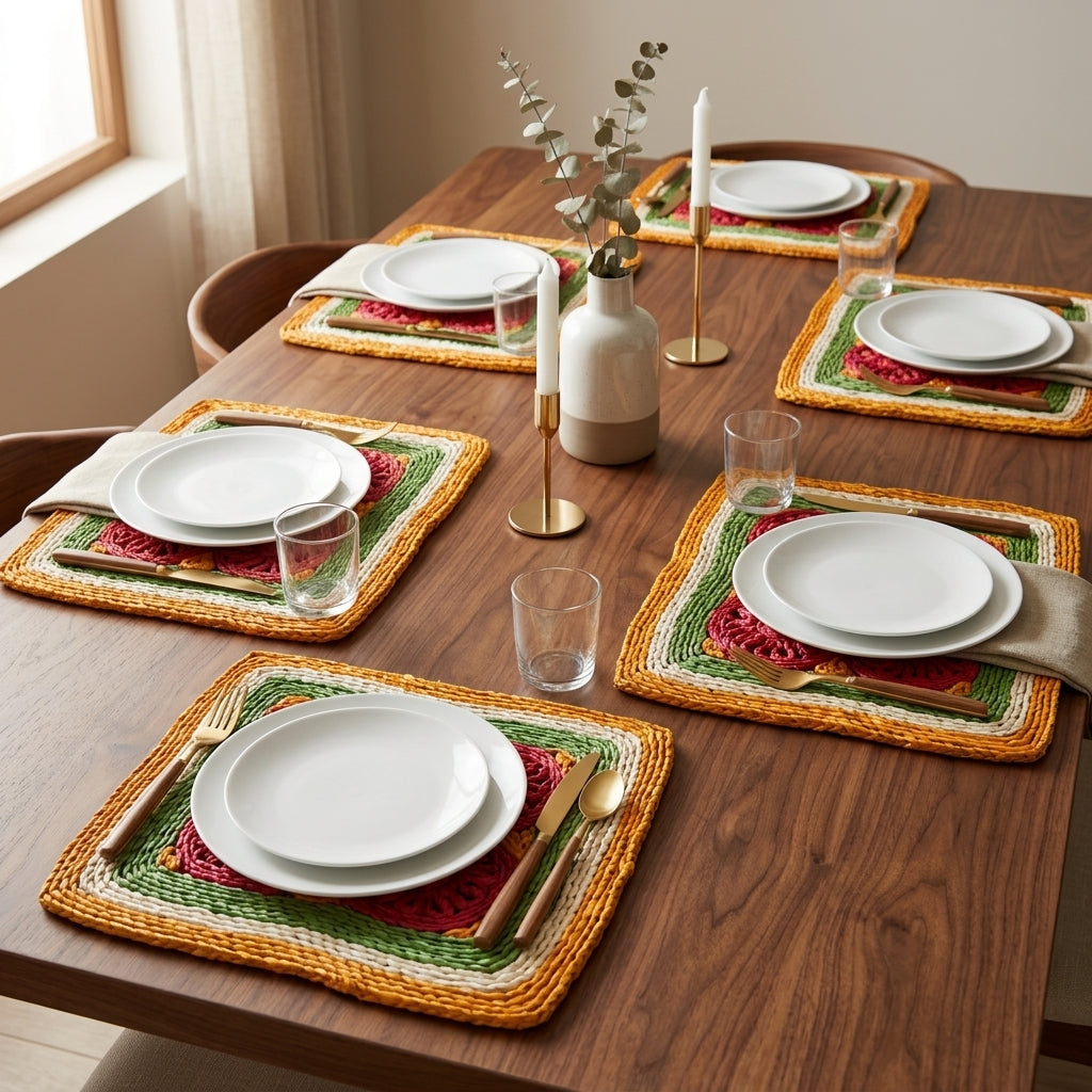 Eco Friendly Handwoven Jute Placemat – Square Design