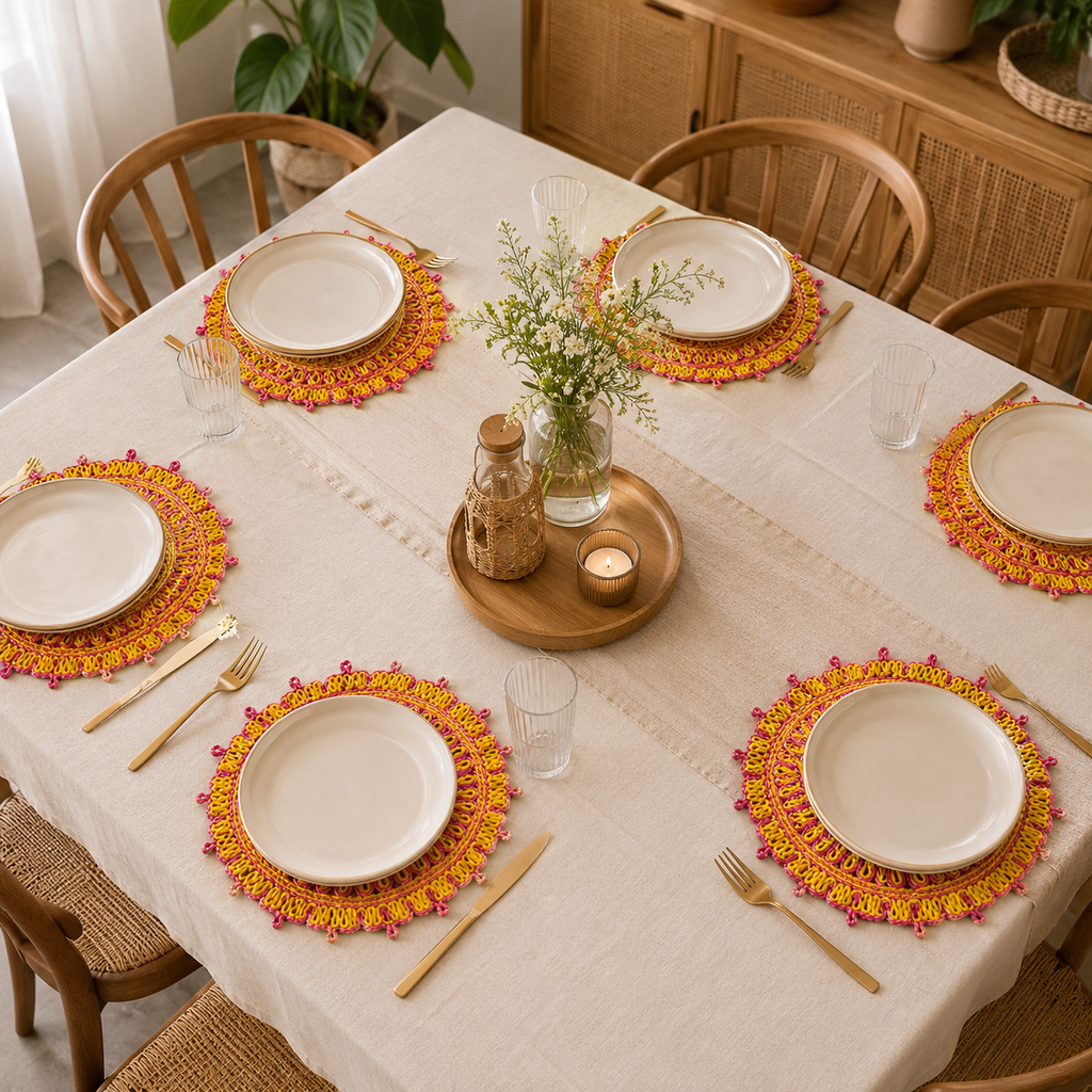 Handmade Jute Round Dining Table Mat – Eco Friendly Decorative Placemat